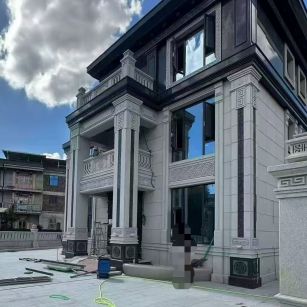 安徽 别墅干挂，芝麻白与芝麻黑完美配合