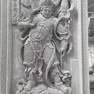 安徽 芝麻灰花岗岩人物雕刻——多闻天王